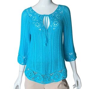 INC International Concepts "INC Beach" Cotton Crochet Sweater Size Medium NWT